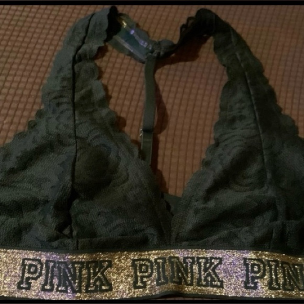 PINK Victoria's Secret Green Lace Bralette Sz.L